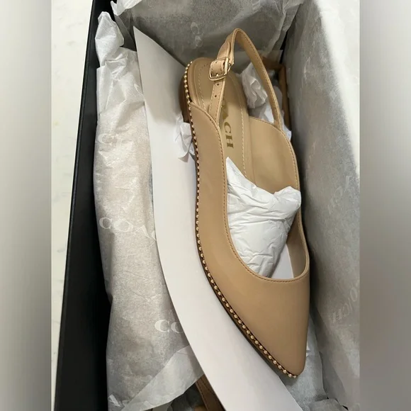 Coach Tan Leather Flats with Whipstitching - Picture 11 of 11